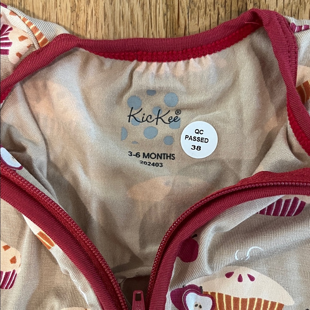 Kickee Pants Apple Pie Print Footie - Red and Tan - Picture 2 of 3